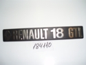 Letrero posterior "RENAULT 18-GTL" Letrero posterior "RENAULT 18-GTL"