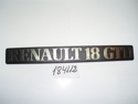 Letrero posterior "RENAULT 18-GTD" Letrero posterior "RENAULT 18-GTD"