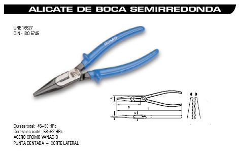 Alicate boca semirredonda 160 mm 204845 - Haga click en la imagen para cerrar